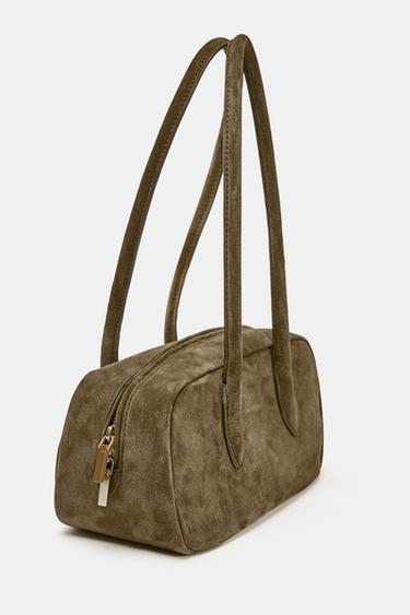 LEATHER SHOULDER BAG - Green by Zara - Image 4