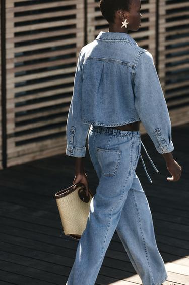 JEAN Z1975 JOGGER WIDE LEG TAILLE NORMALE LONG - Bleu moyen de Zara - Image 5
