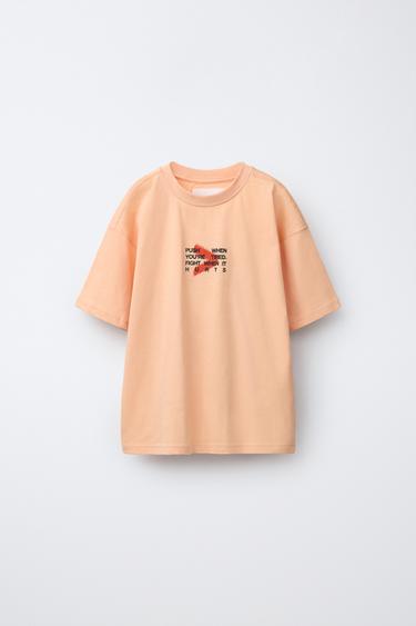 SPORTY INTERLOCK GRAFFITI T-SHIRT - Light orange by Zara - Image 0