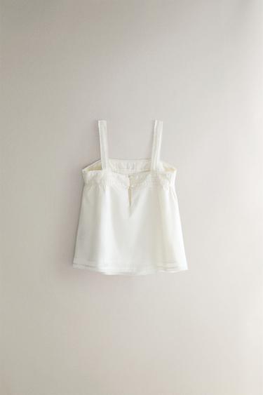 TOP À BRETELLES EN DENTELLE ET PINTUCKS - Ivoire de Zara - Image 2