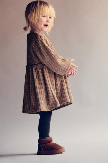 TEXTURED PRINTED DRESS - Brown by Zara