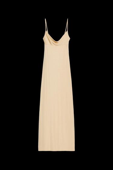 LANGES KLEID MIT DRAPIERTEM RÜCKENAUSSCHNITT - Helles Rostbraun von Zara