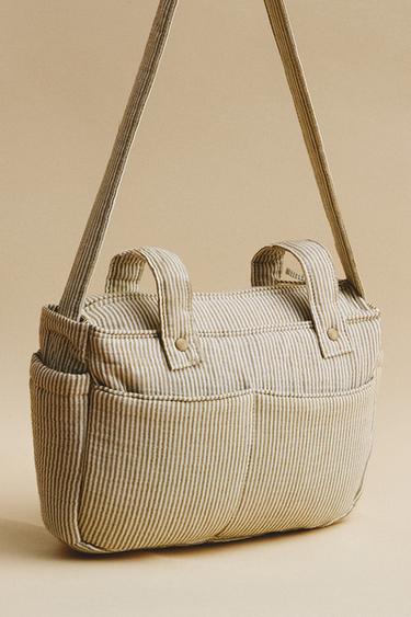 STRIPED MUSLIN MATERNITY PUSHCHAIR BASKET - Green by Zara