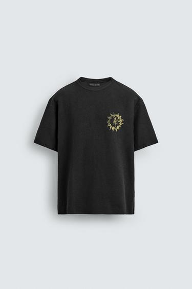 CAMISETA PUNTO LAVADO ESTAMPADOS - Negro de Zara