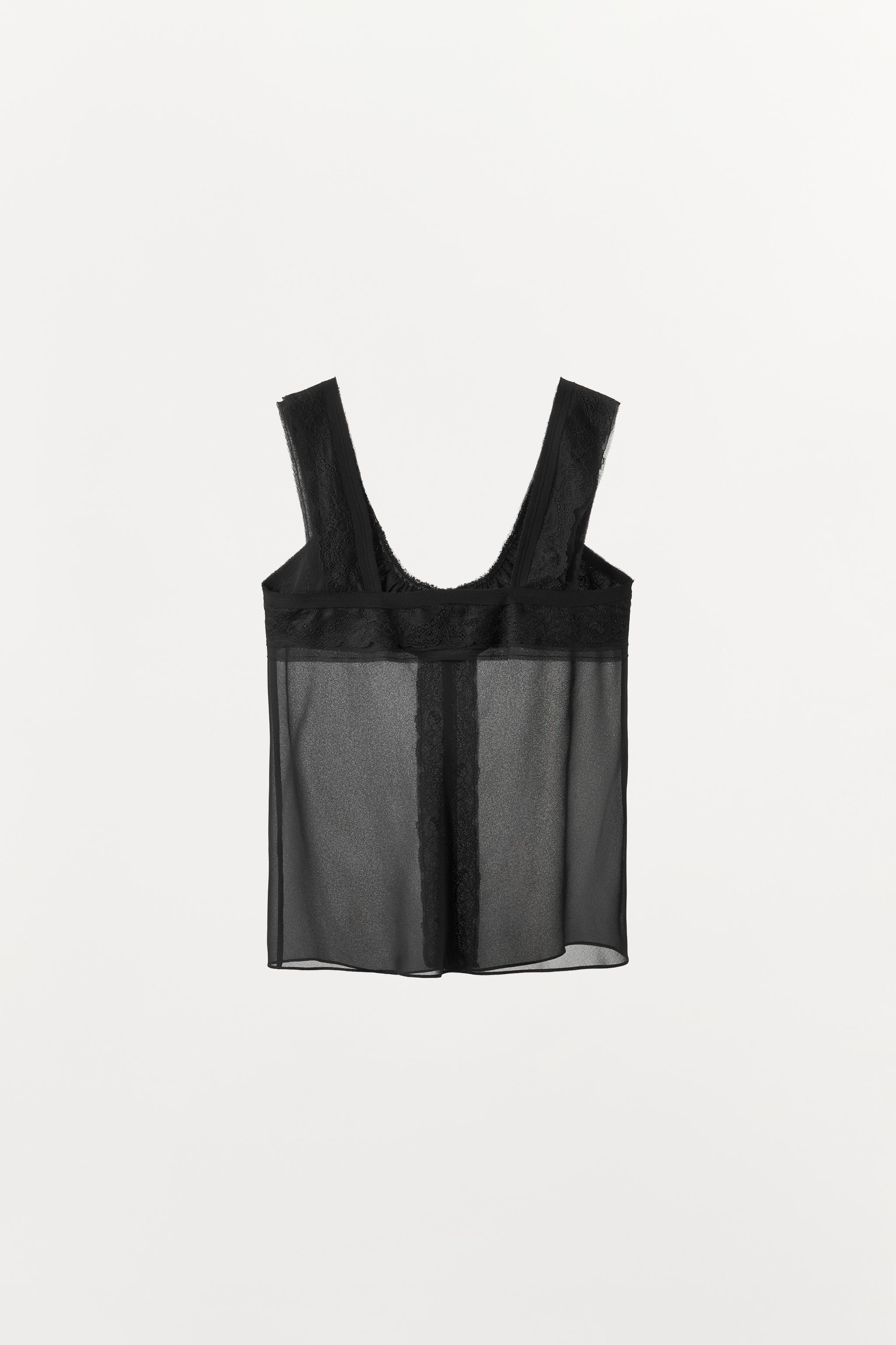 Женские рубашки Zara ZW COLLECTION LACE LINGERIE-STYLE TOP — фото 9