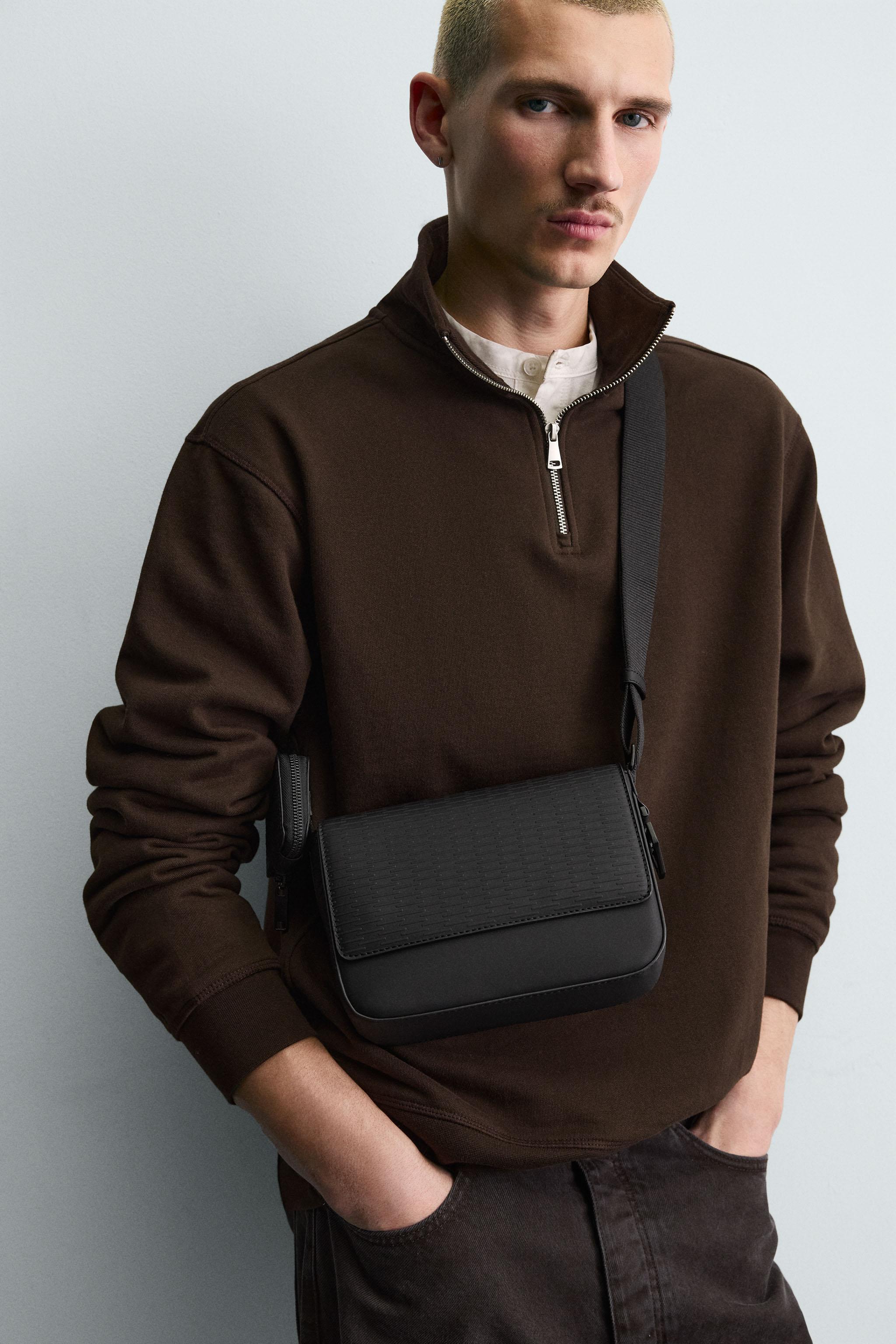 RUBBERIZED TEXTURED CROSSBODY BAG - Black | ZARA United States