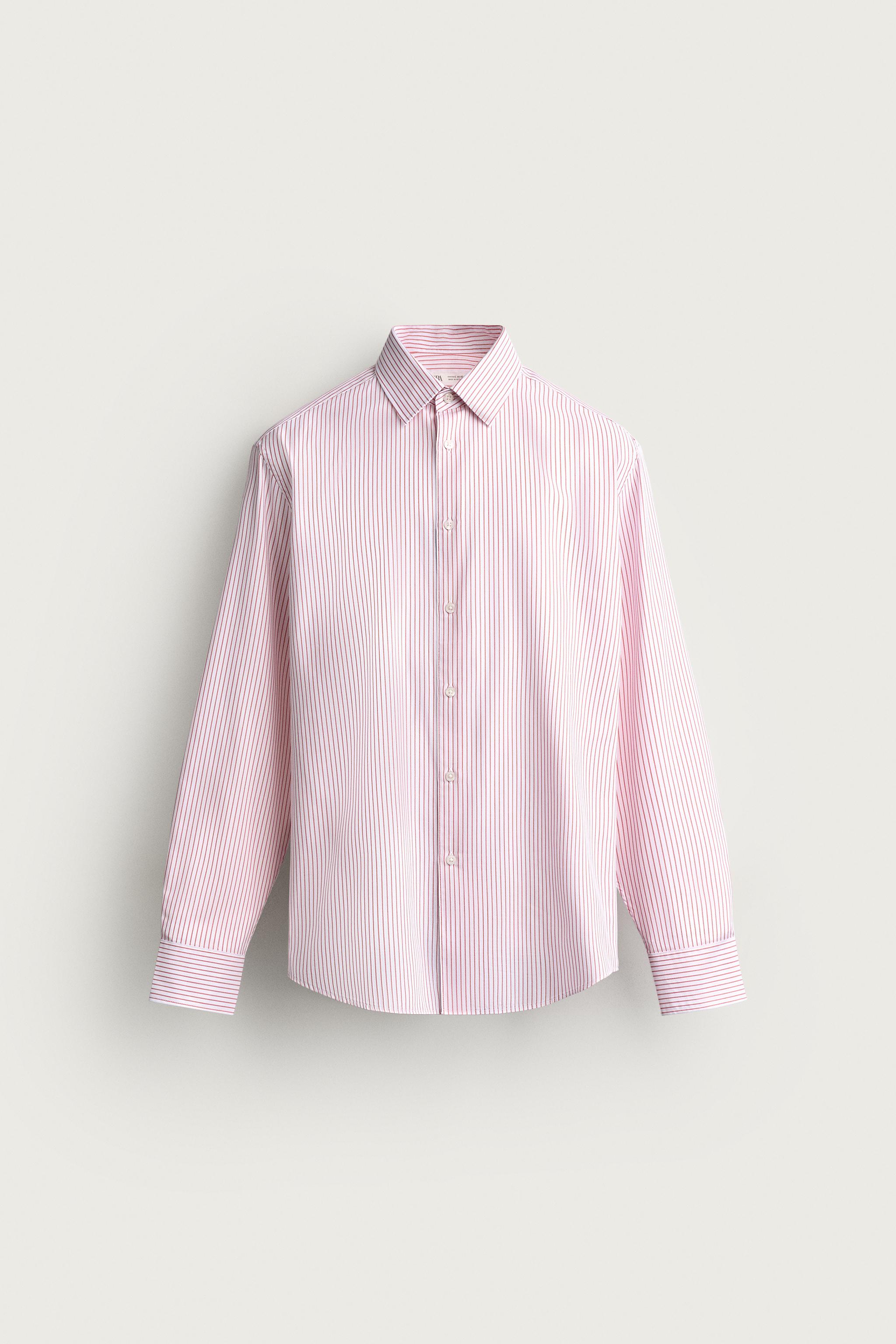 STRUCTURED REGULAR FIT SHIRT — Coral red