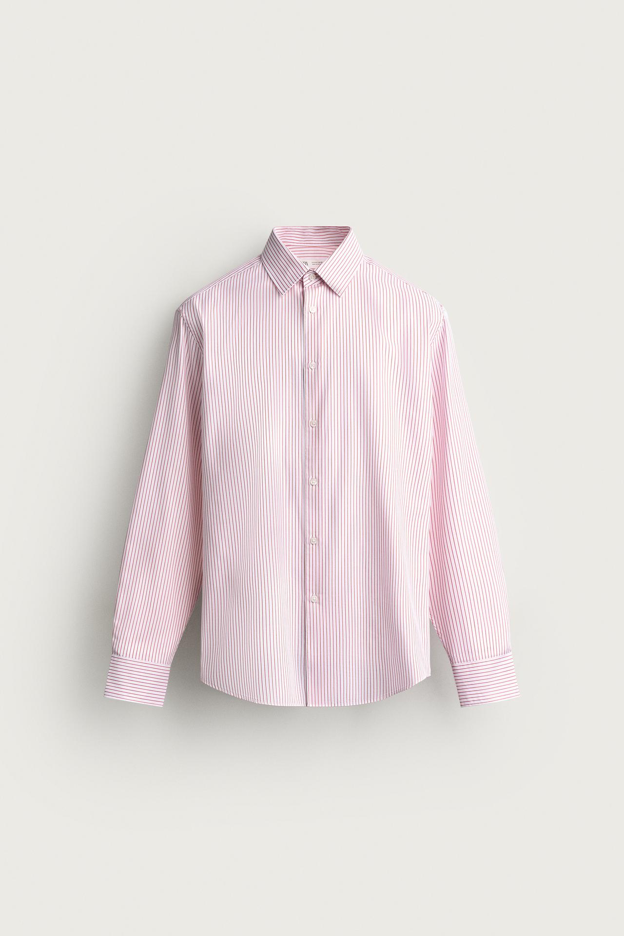 STRUCTURED REGULAR FIT SHIRT — Coral red