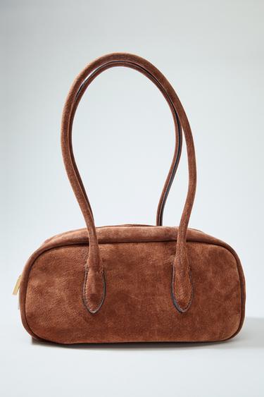 LEATHER SHOULDER BAG - Brick by Zara