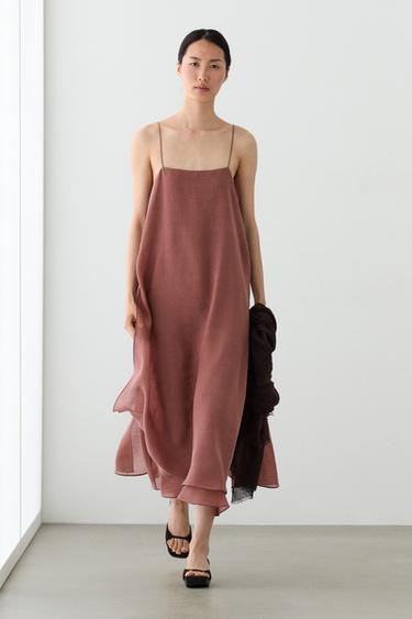 Vestido midi fluido doble capa - Arcilla de Zara - Imagen 0