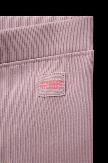 RIBBED LEGGINGS WITH LABEL - Beige-pink by Zara