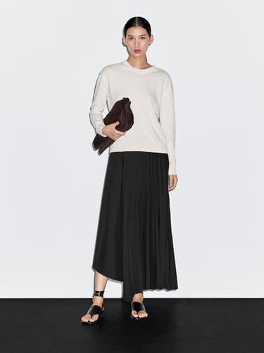 Denim midi skirt with plank detail - Noir de Zara