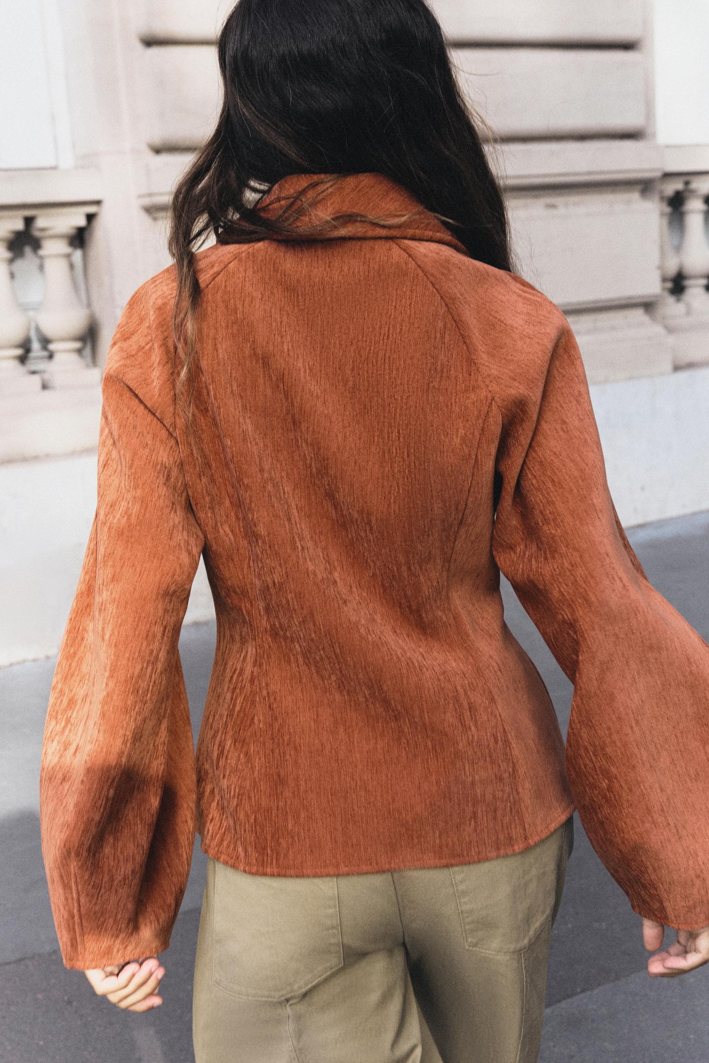 Женская куртка Zara Fitted Double-Breasted, цвет: Оранжевый — фото 4