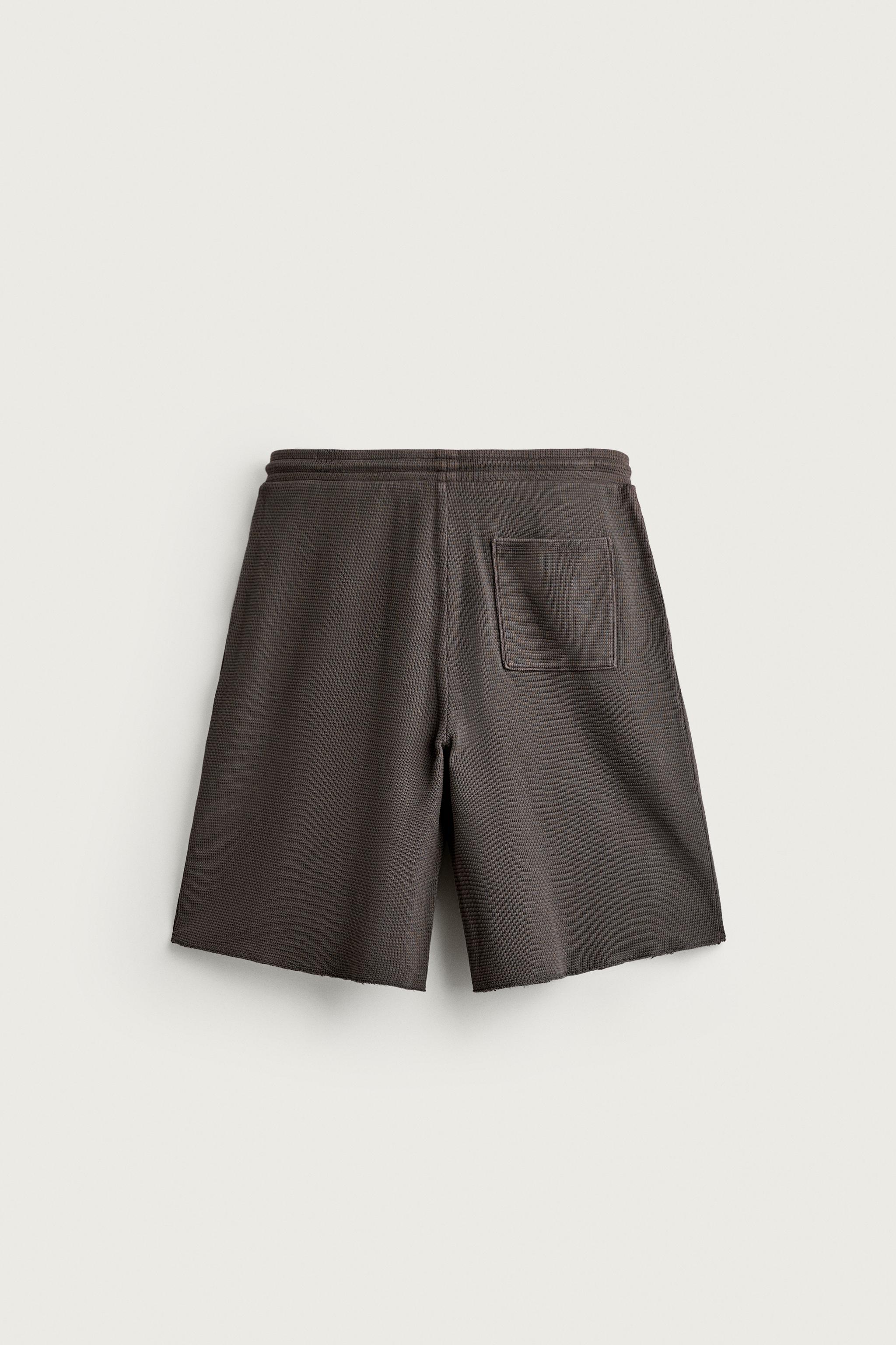 WASHED WAFFLE KNIT JOGGER SHORTS