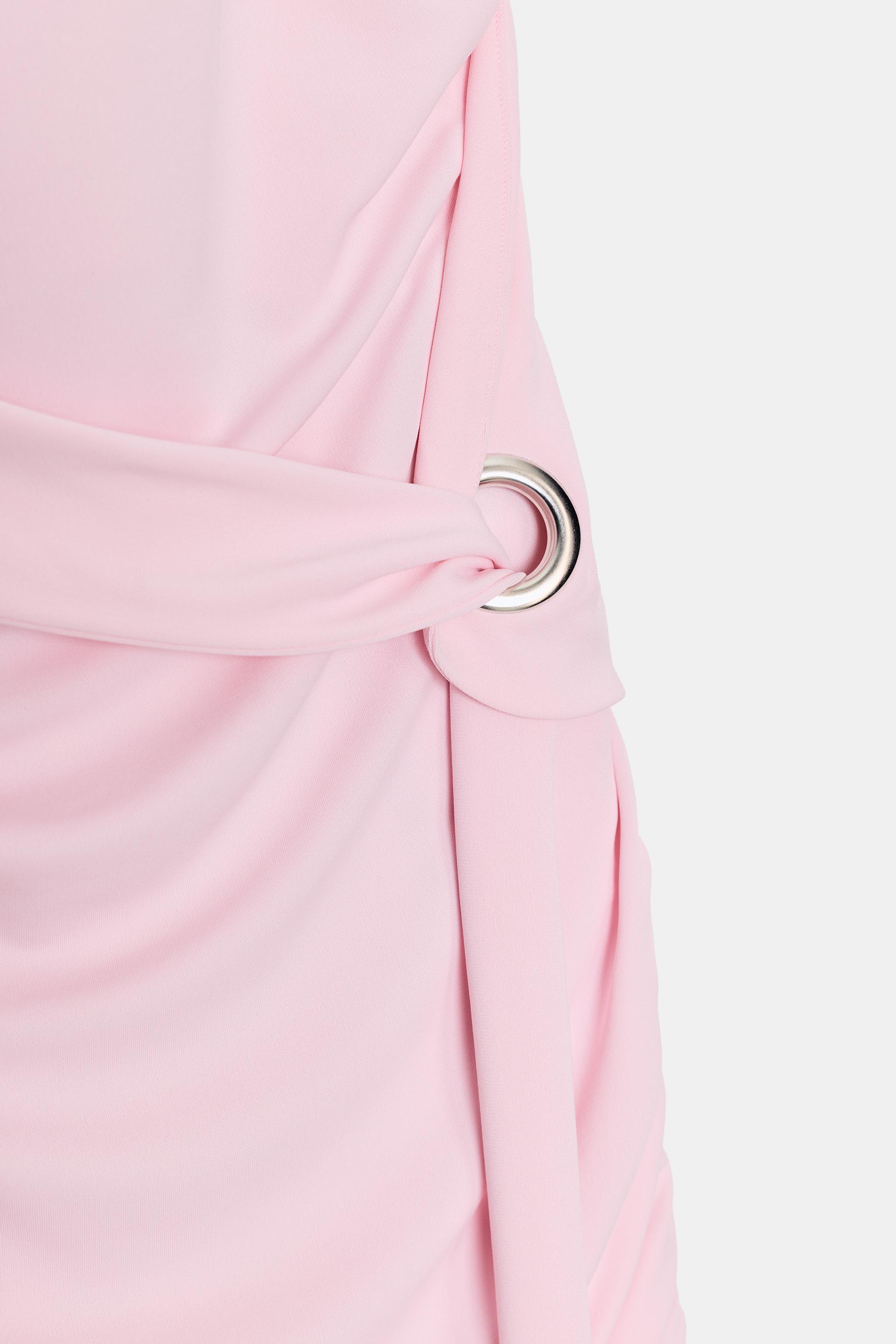 DRAPED HALTER MINI DRESS - Mid-pink | ZARA United States DRAPED HALTER MINI DRESS - Mid-pink | ZARA United States