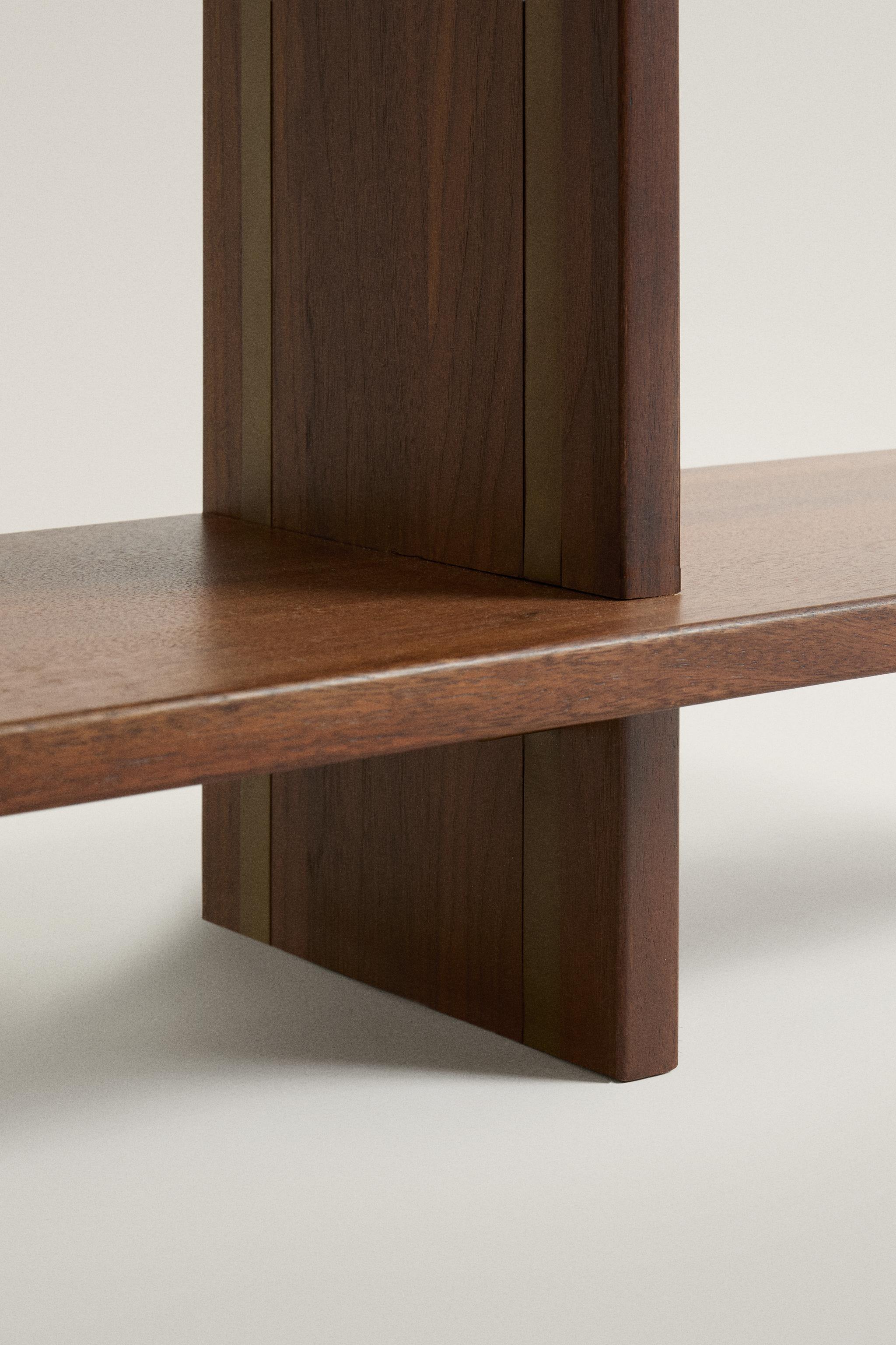 OPEN WOOD AND STEEL SHELVING UNIT