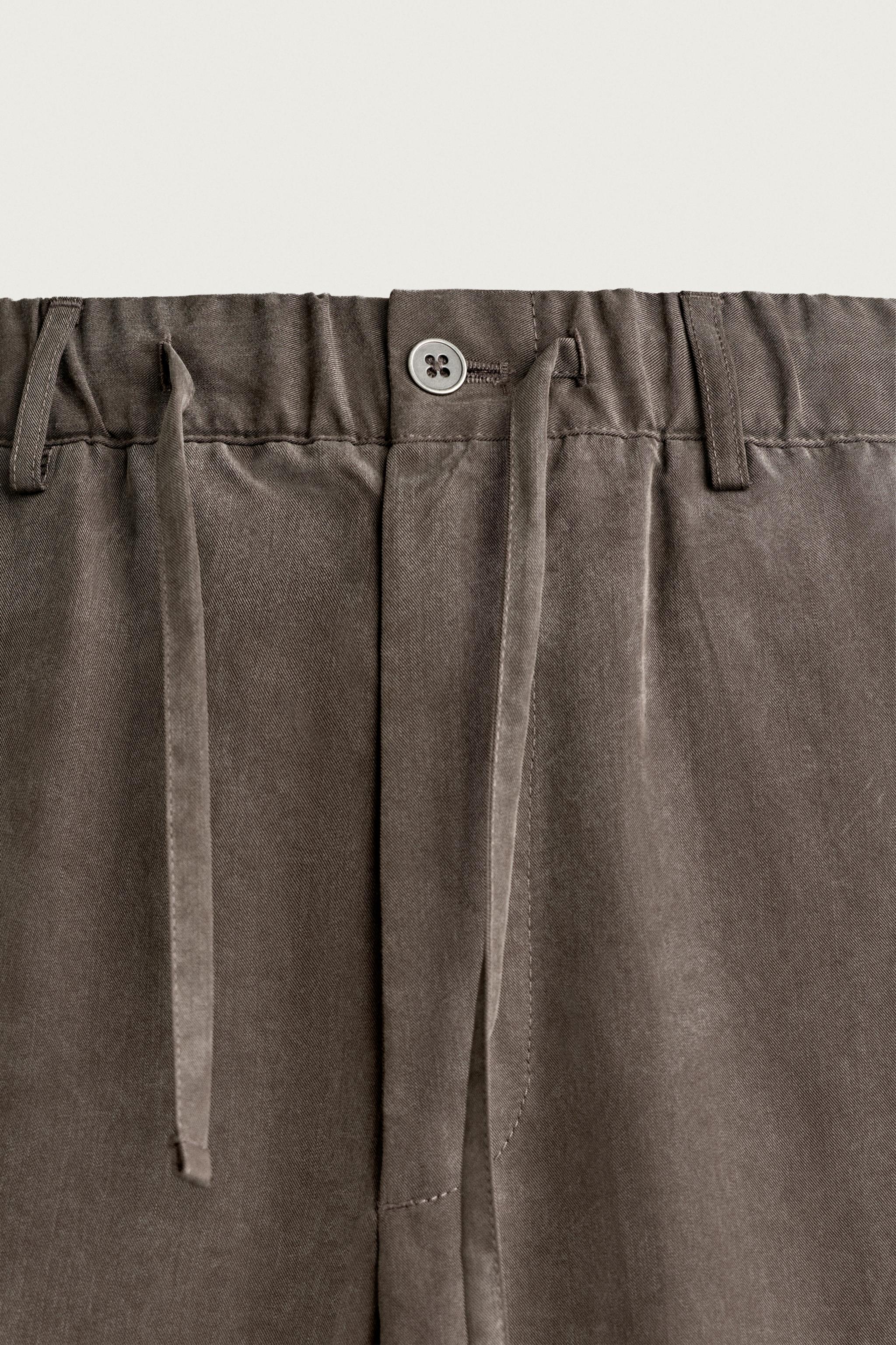 Zara DÖKÜMLÜ RELAXED FIT PANTOLON görsel 8