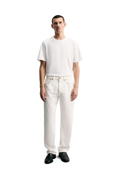 STRAIGHT ANKLE FIT SELVEDGE JEANS - Ecru by Zara