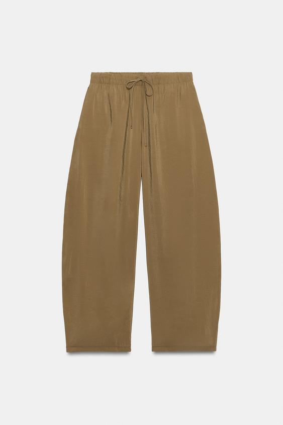 PANTALÓN FLUIDO CINTURA ELÁSTICA - Khaki de Zara - Imagen 0
