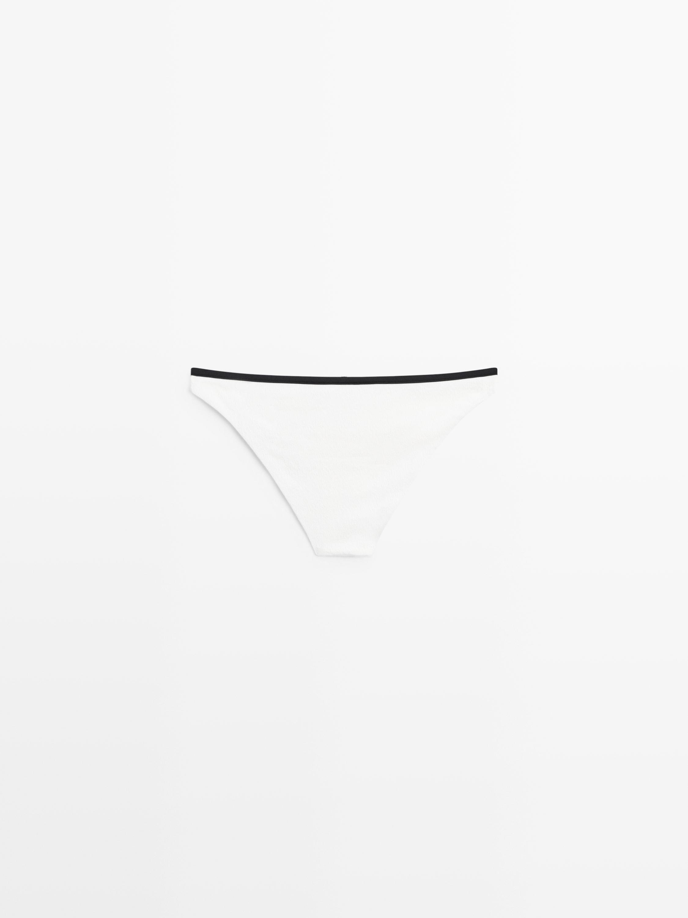Contrast textured bikini bottoms