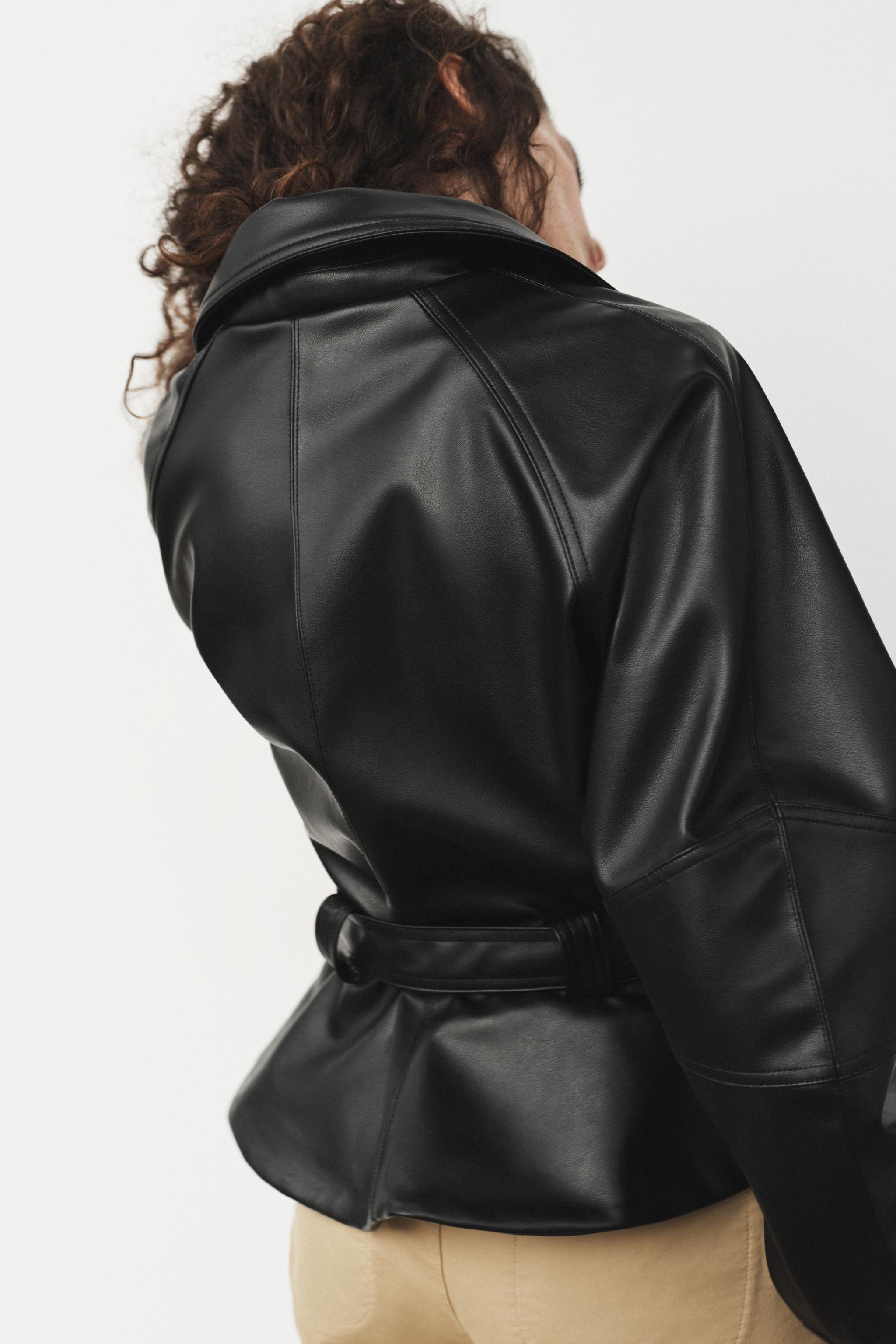 ベルト付きフェイクレザージャケット - ブラック | ZARA Japan / 日本