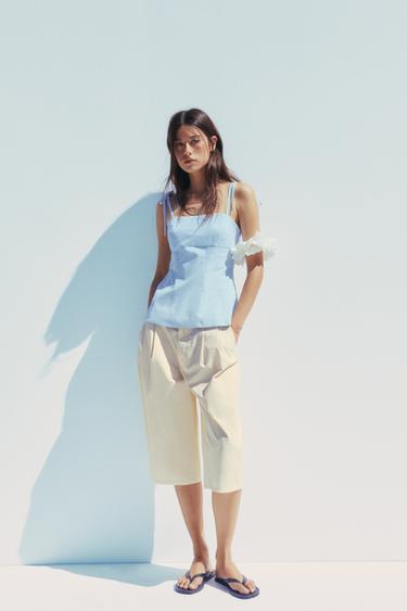 FITTED TOP WITH BOWS - Sky blue by Zara - Image 0