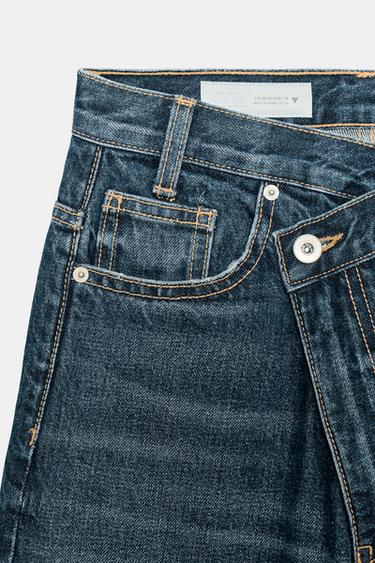 JEANS TRF WIDE LEG TAILLE HAUTE CROISÉE - Bleu marine de Zara - Image 10