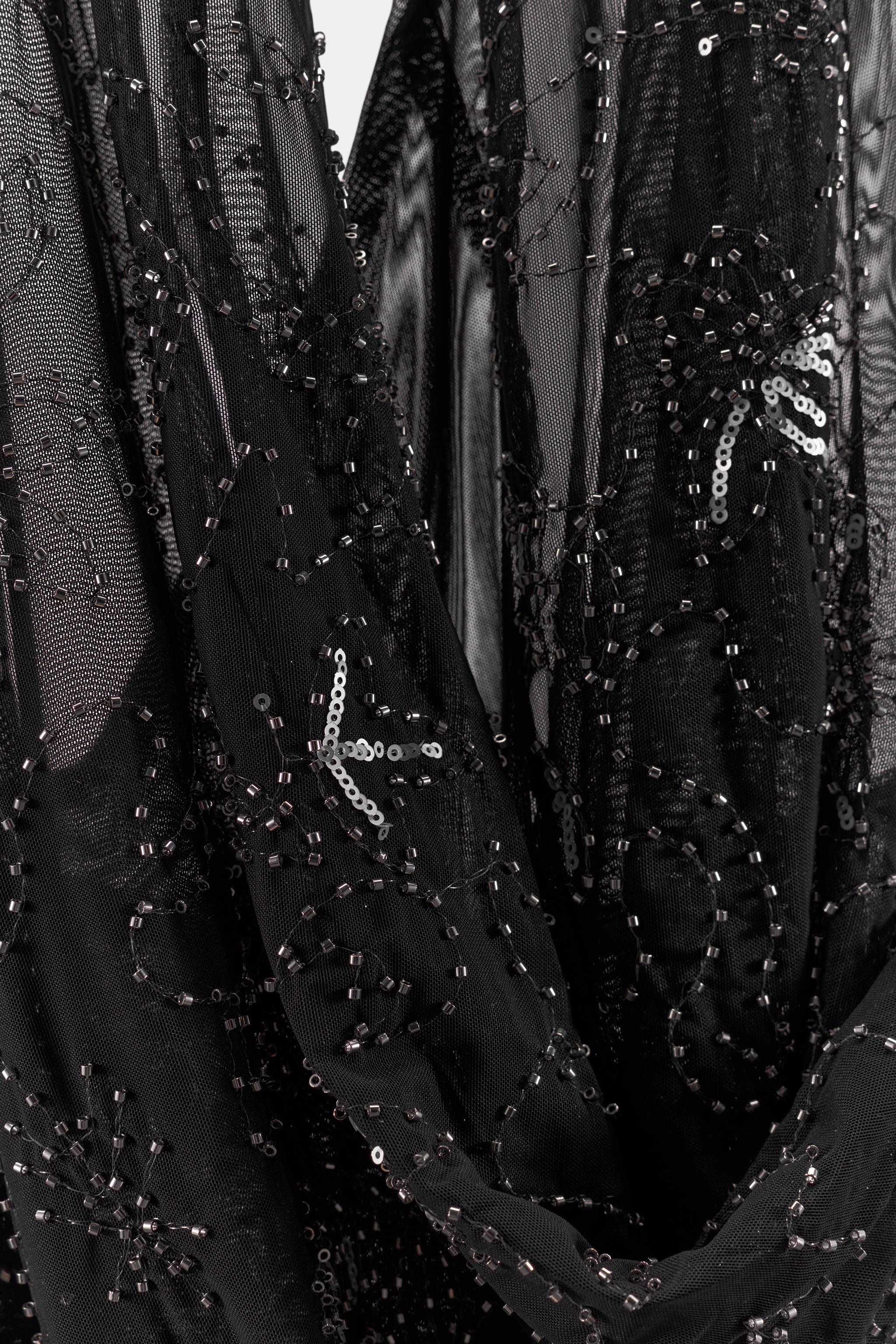 EMBROIDERED BEADED HALTER TOP