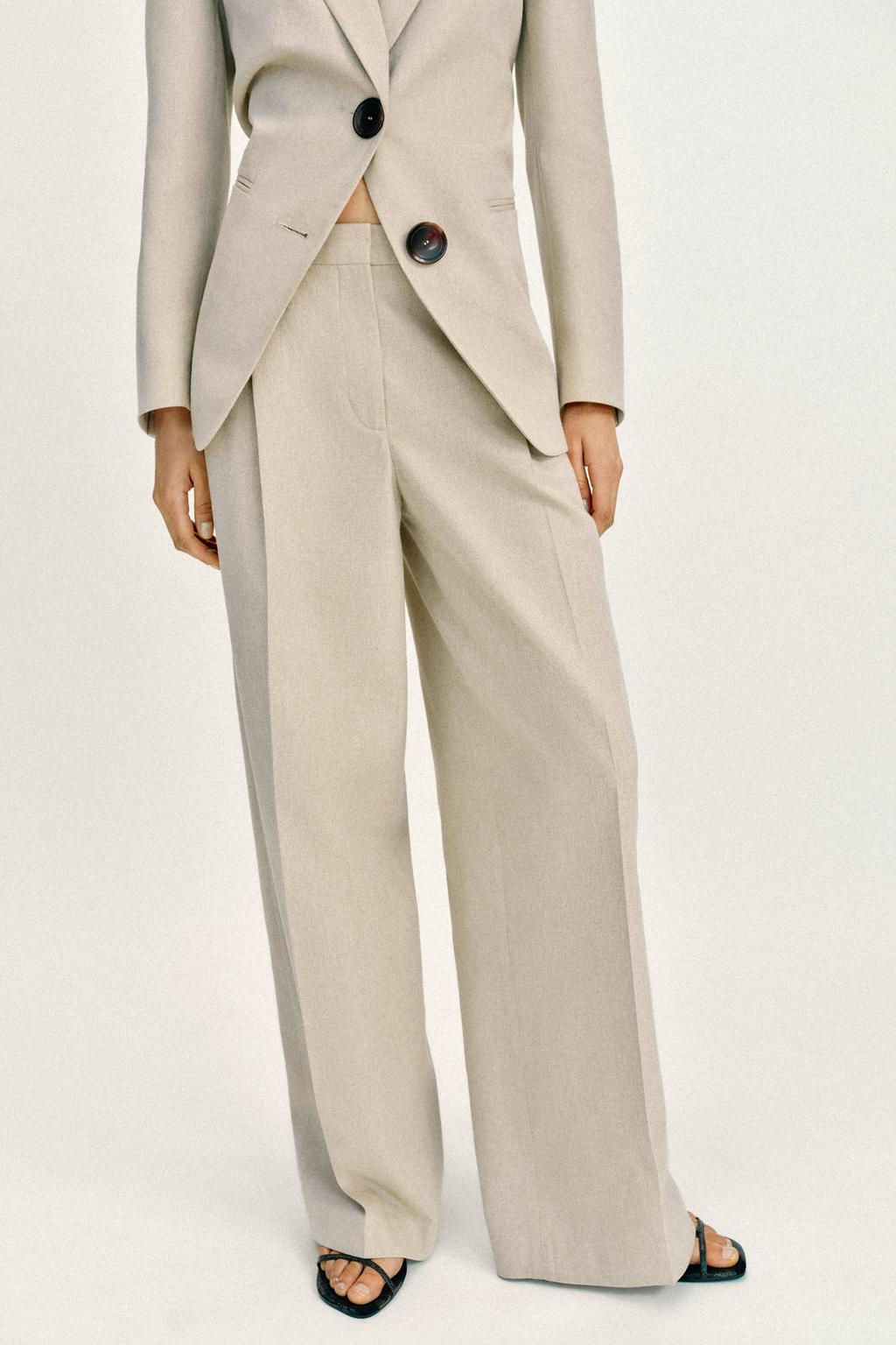 PLEATED STRAIGHT LEG PANTS