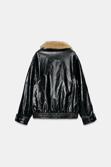 FAUX FUR COLLAR JACKET ZW COLLECTION - Black by Zara - Image 8