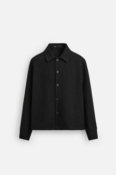 TEXTURED REGULAR FIT OVERSHIRT - Black by Zara - Image 6