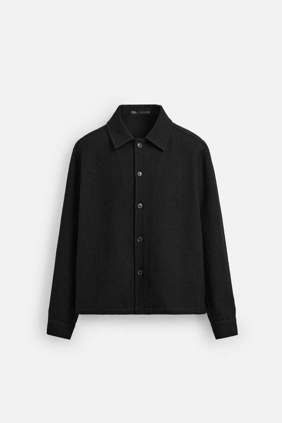 TEXTURED REGULAR FIT OVERSHIRT - Black by Zara - Image 6