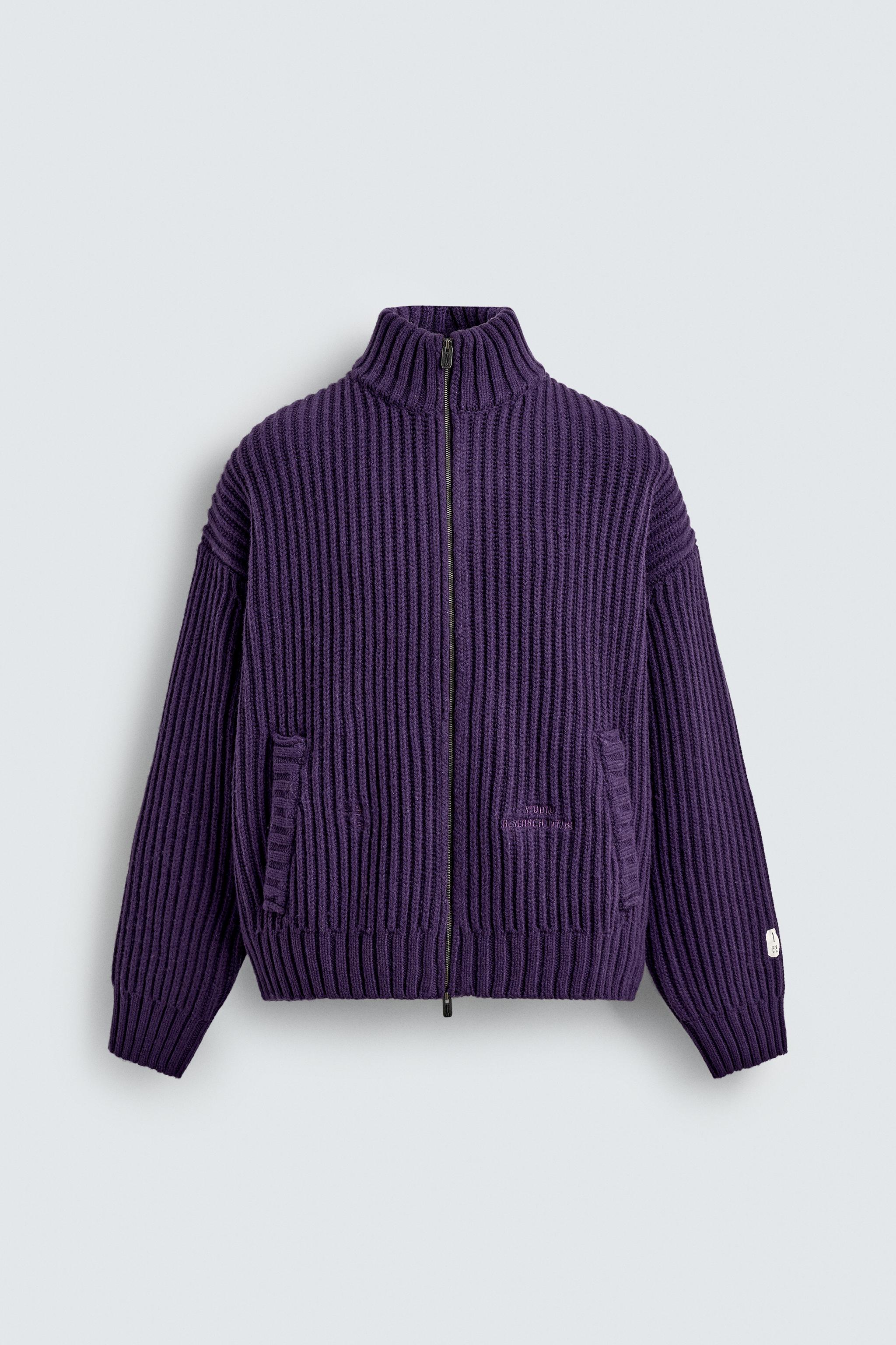 PURL KNIT CARDIGAN X SR_A - Purple | ZARA United States