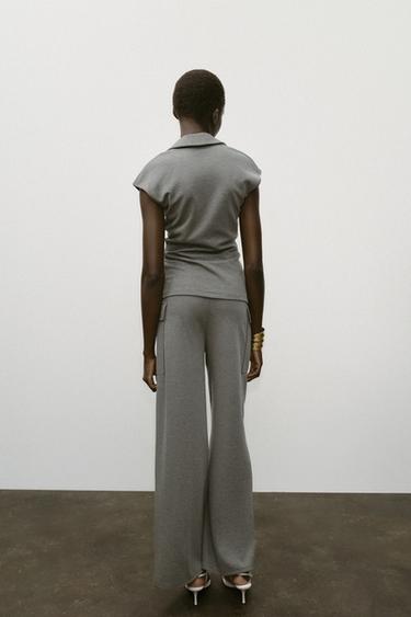 TOP PIQUÉ BOUTONS - Gris anthracite de Zara - Image 4