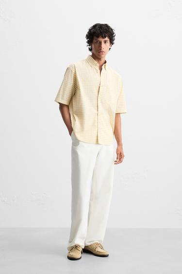 RELAXED FIT CHECK SHIRT - Light yellow by Zara - Image 0