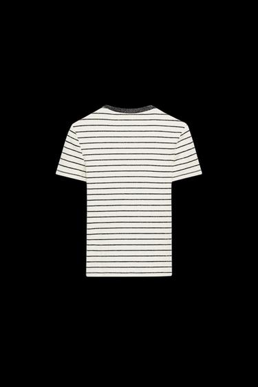 Zara METALLIC THREAD KNIT T-SHIRT - Golden