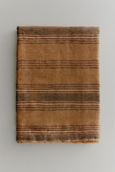 STRIPED LINEN THROW - Sand by Zara - Image 4