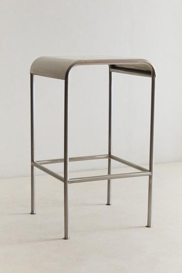 Zara STAINLESS STEEL TALL STOOL - Matte silver