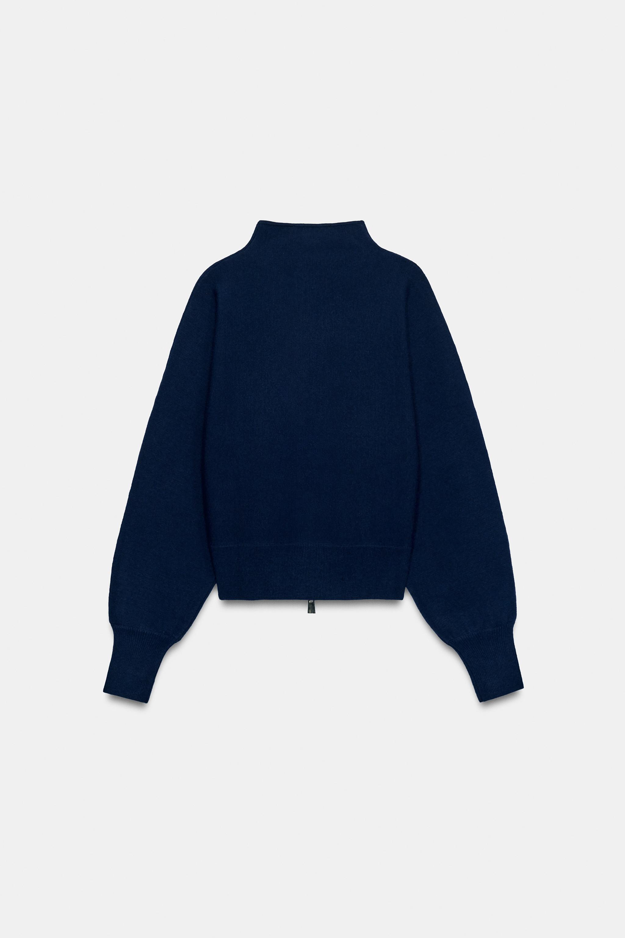 ZIP-UP CARDIGAN - Navy / White | ZARA United States