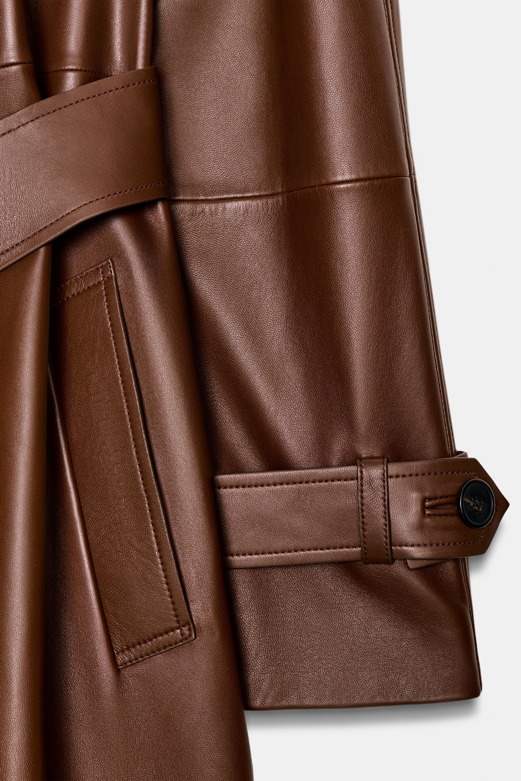 100% LEATHER LONG TRENCH COAT ZW COLLECTION LIMITED EDITION