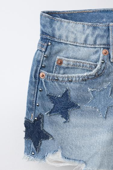 BERMUDA DENIM ESTRELLAS - Azul de Zara