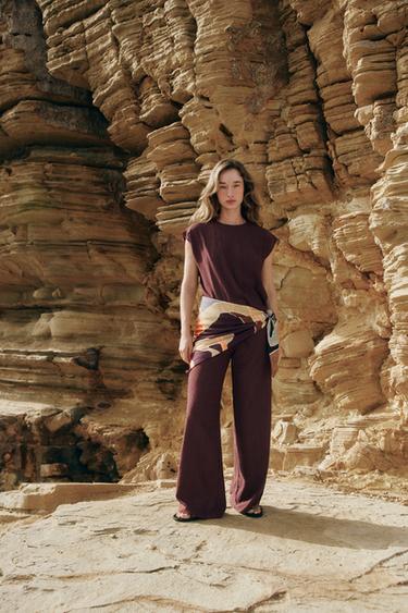 RUSTIC SLEEVELESS TOP - Burgundy by Zara