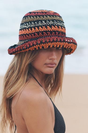 Zara MIXED BRAIDED BUCKET HAT - Burnt orange - Image 0