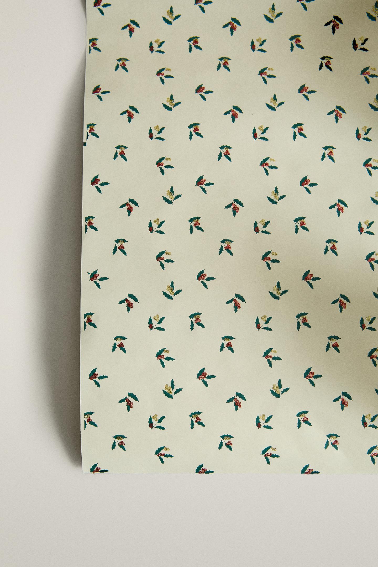 Zara Christmas Holly Wrapping Paper, цвет: Белый — фото 4