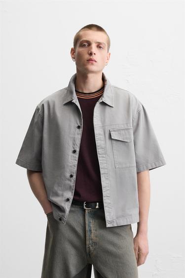 WASHED OVERSHIRT WITH POCKET - Grey by Zara