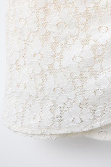 JUPE DENTELLE DRAPÉE - Écru de Zara - Image 3