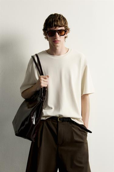 RELAXED FIT KAMISETA LEUNA - Zuri hautsia, Zara-rena