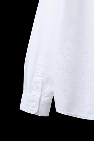 TEXTURED SHIRT WITH STAND COLLAR - White by Zara