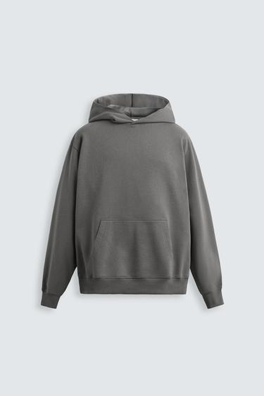 Zara BASIC HOODIE SWEATSHIRT - Anthracite grey