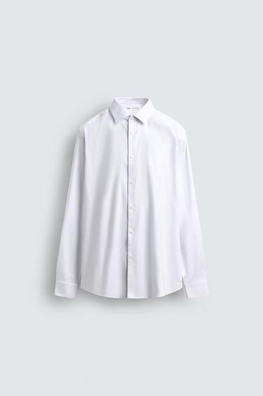 CAMISA SLIM FIT ESTRUTURA - Branco da Zara - Imagem 0